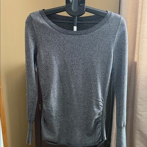 Banana Republic Heather Gray Sparkle Sweater with ruched sides
